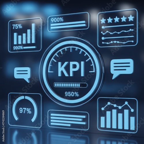 Kpi dashboard with key performance indicators and business analytics data