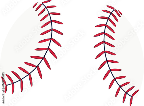 A close-up illustration of the iconic red stitching on a white leather baseball.