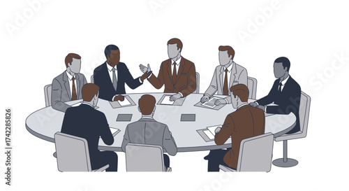 Business meeting with people sitting around a table discussing important matters.