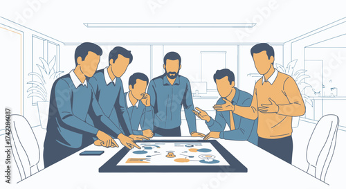 Teamwork and collaboration in a business meeting brainstorming session.