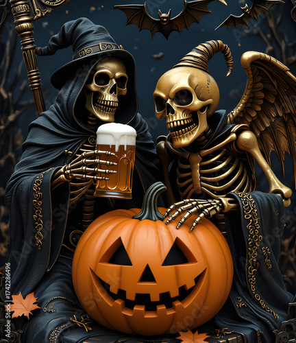 Skeletons Celebrating Halloween