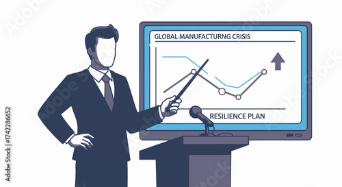 Business presentation on global manufacturing crisis and resilience plan.