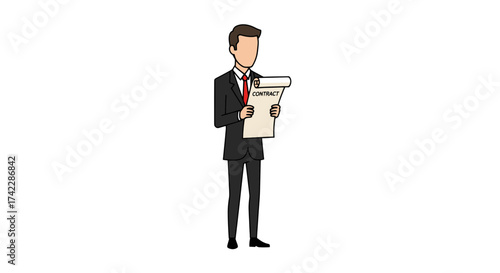 Businessman holding a contract document ready to sign the agreement.