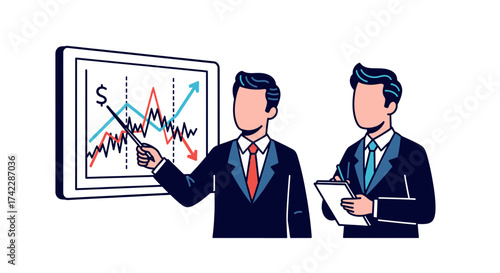 Business presentation with financial analysis and data visualization.