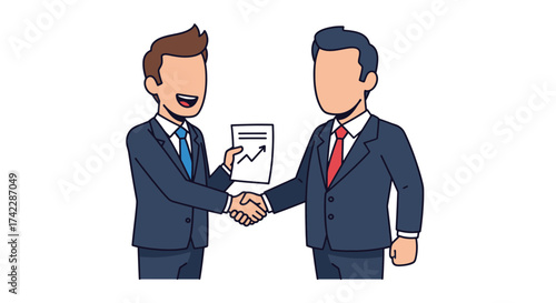 Business partners shaking hands after successful deal agreement.