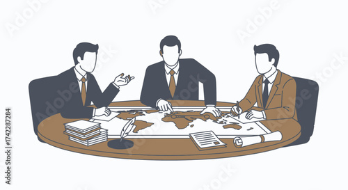 Business meeting with map and documents teamwork concept strategy planning.