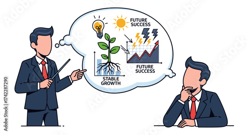 Business presentation of future success and stable growth.