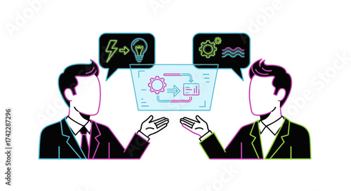 Business people discussing ideas and solutions for project development.