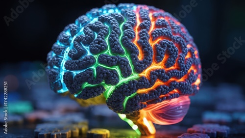 Artificial intelligence brain with neural network, deep learning concept