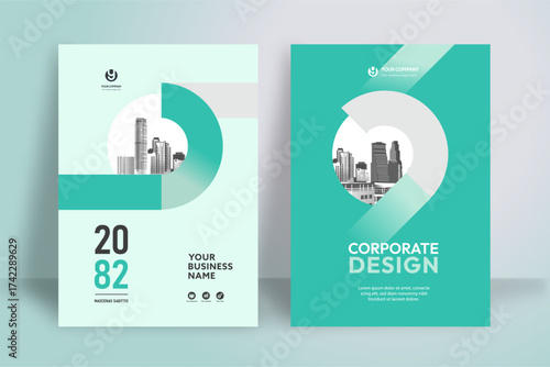 Business Report Cover Template – Green Geometric Layout (A4)