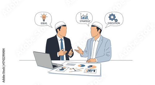 Business meeting with ideas strategy and execution concepts.