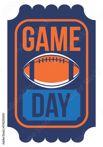 Game Day. American football playoff. Super Party in United States. Final game of regular season. Professional team championship. Ball for american football. Sport poster. Vector illustration