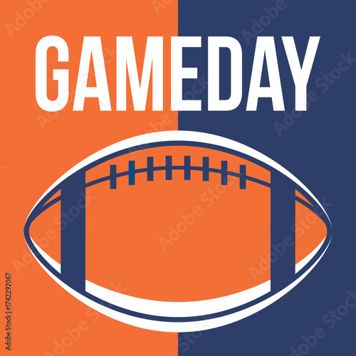 Game Day. American football playoff. Super Party in United States. Final game of regular season. Professional team championship. Ball for american football. Sport poster. Vector illustration