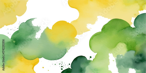 Abstract watercolor sky with colorful rainbow clouds and blots, a vector illustration of nature's summer weather landscape