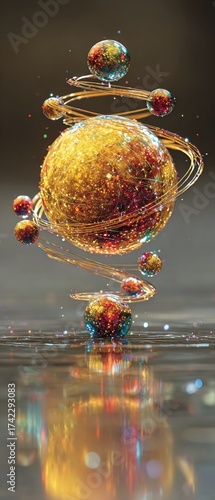 Quantum leap: digital abstractions in scientific exploration. Scifi poster. Electronic elegance: advanced structures in quantum design. Blockbuster poster. Poster illustration.