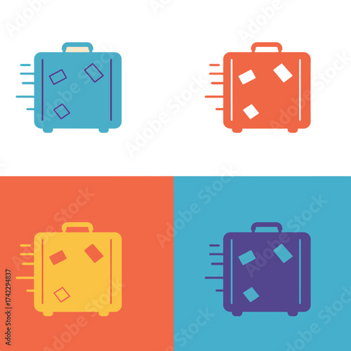 Colorful Suitcase Icons in a Row