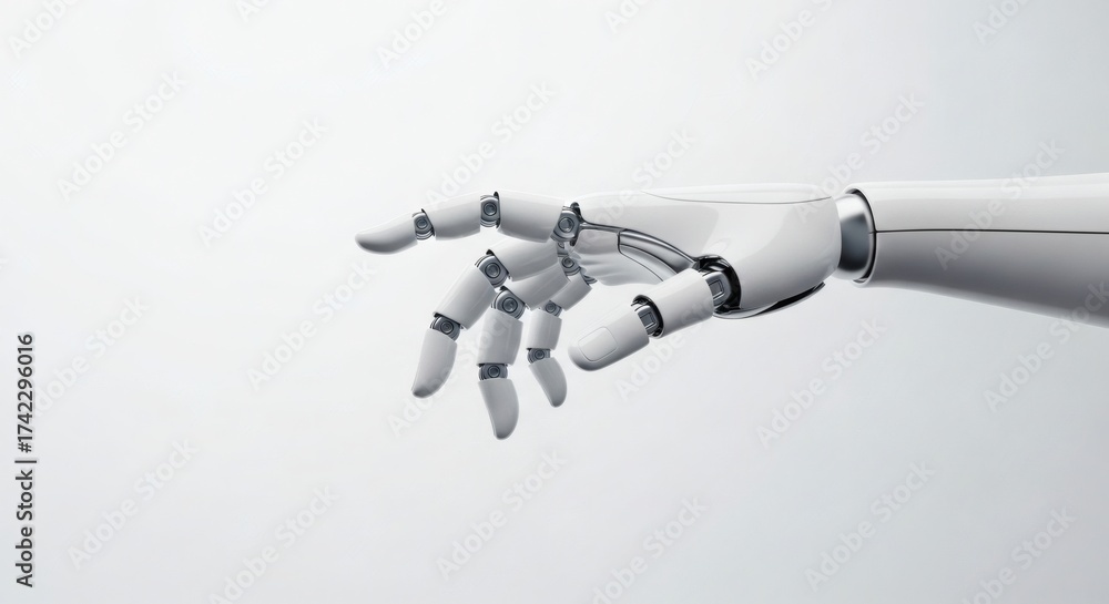 custom made wallpaper toronto digitalClose up of a robot hand reaching out isolated on white background, artificial intelligence concept