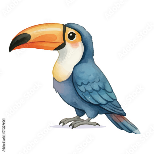 Watercolor Parrot with Bright Feathers
