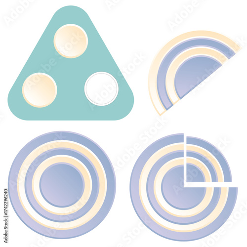 Rounded target and half diagram for report presentation
