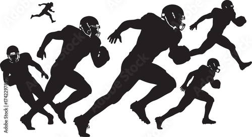American football players silhouette action run