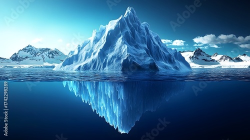 Wallpaper Mural Majestic iceberg with a prominent underwater reflection under a clear blue sky in the cold arctic ocean Torontodigital.ca