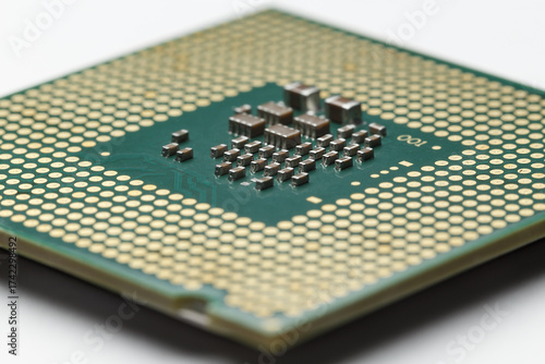 Macro photo of the back of the CPU