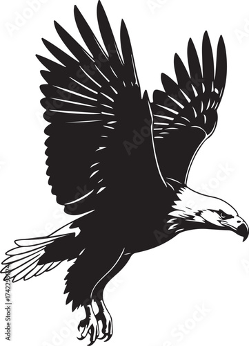 Majestic bald eagle soaring through sky