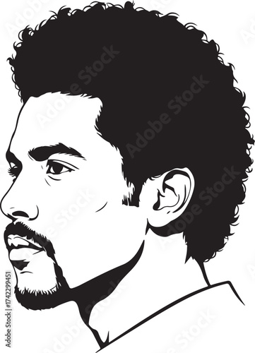 Man profile silhouette afro hair beard