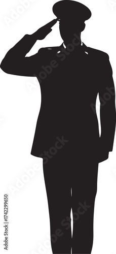 Silhouette of a soldier saluting