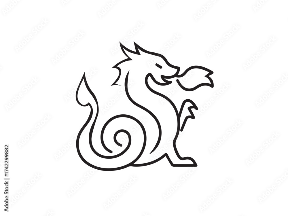 Naklejka premium Minimalist Line Art of Kitsune – Crisp Vector for Tattoo, Branding, and Myth Packs