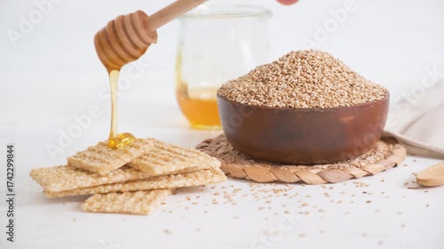 Sesame sweets, Healthy sweets with honey and sesame.