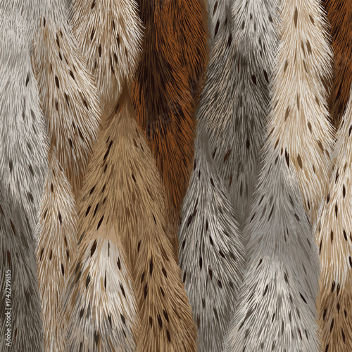 Vector Animal seamless pattern for textile, fabric. Little deer leather fur coat, fawn. Print. textural details of fur