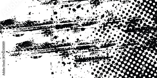 Wallpaper Mural Abstract black and white graphic design with circular halftone and grunge texture Torontodigital.ca