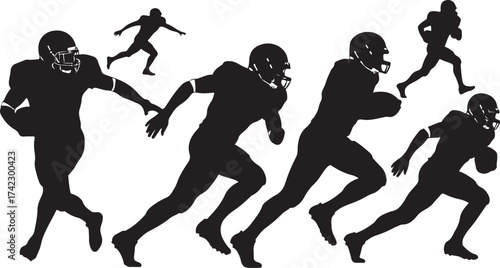 American football players silhouettes action game