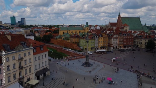 Warsaw, Poland  August 2, 2023: old city, square and Royal Castle in Warsaw from the top of the tower. Poland