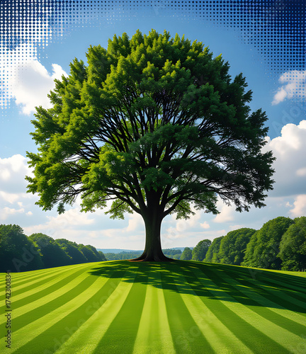 Green Tree and Sunlight Stripes