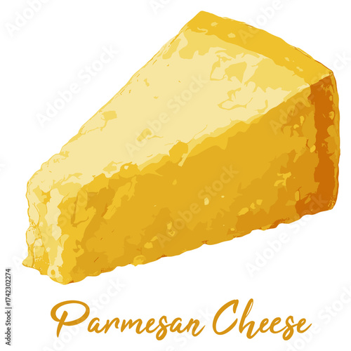 parmesan cheese in watercolor illustration style, isolated vector on white background