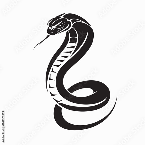 Stylized Black Mamba Snake Vector Logo on white background