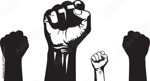 Fists raised in solidarity and power