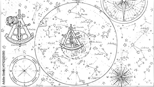 Constellation Map Sketch. Star Pattern Illustration With Celestial Navigation Drawing
