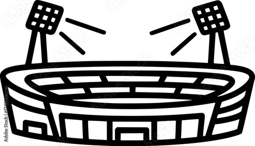 Stadium with floodlights outline. Minimal vector design of night sports venue
