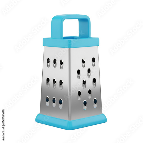A box grater with blue handle isolated on transparent background