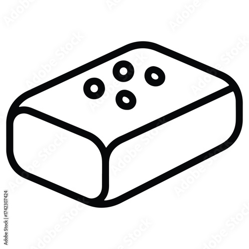 Outlined Soap Bar with Bubbles Illustration for Hygiene and Cleanliness