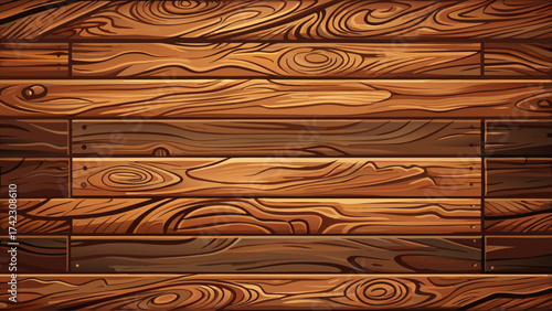Texture of dark brown wood plank wall, realistic vector background, natural wooden surface, detailed grain lines, elegant rustic style for interior design, poster, and premium decorative illustration.