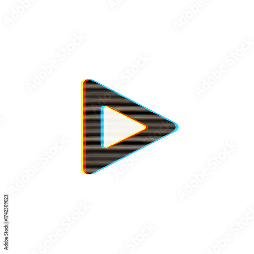 Free Download Play button icon with glitch effect and transparent background - GFXLoad