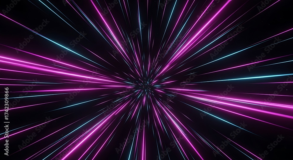 Fototapeta premium Radiant Pink Blue Energy Wave Outburst