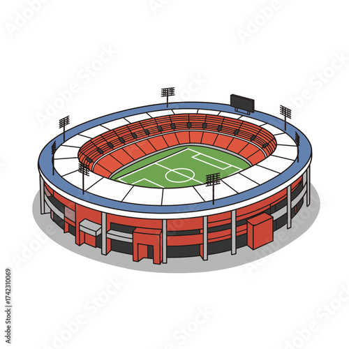 stadium with floodlights and seating for sports events