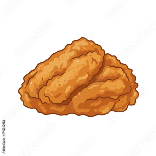 Fried chicken drumsticks with crispy coating on white background