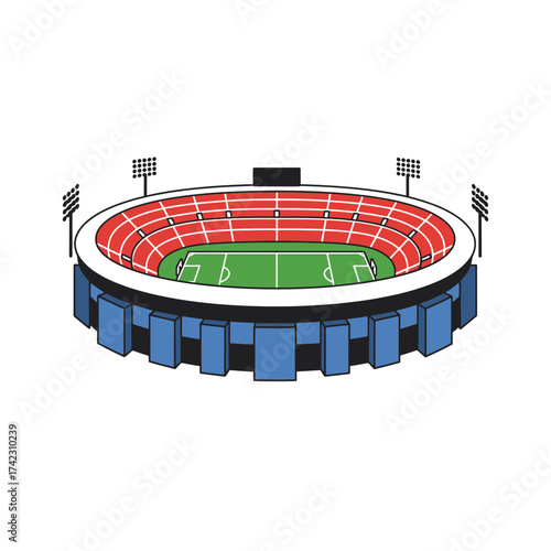 stadium with seating and floodlights for sports events