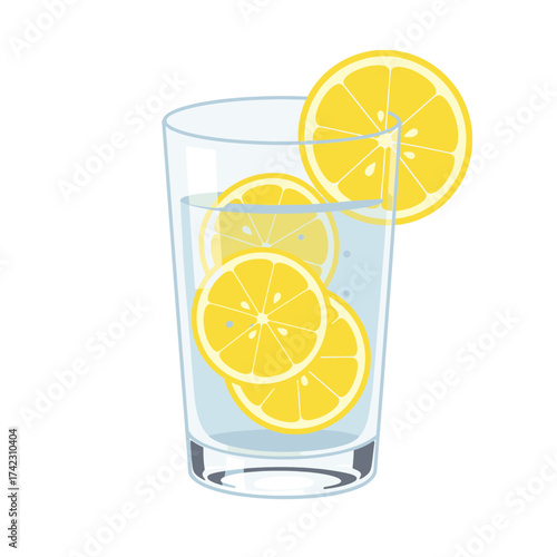 Lemon slices in a tall glass of water for refreshment